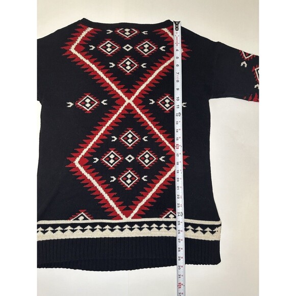 Ralph Lauren Petite Women’s Oversized Sweater Black Red Southwestern Size PL - Picture 12 of 12